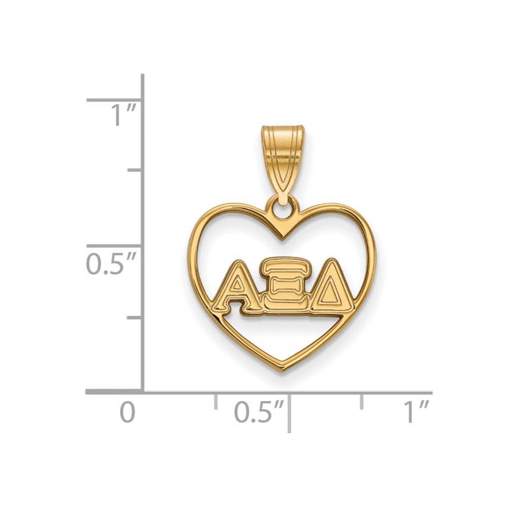 Sterling Silver w/ 14K Yellow Gold-Plated Official Licensed Greek Sororities Alpha Xi Delta (???) Heart Pendant