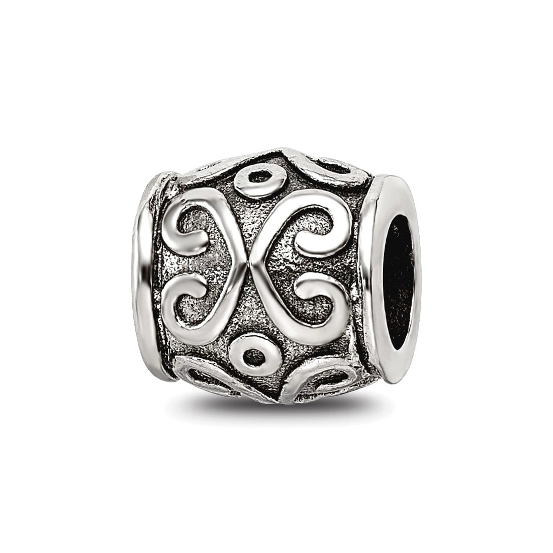 925 Sterling Silver Artisan Oxidized Reflections SimStars Scroll Bali Bead Charm 8.18x8.18mm Wide Pendant Necklace for W