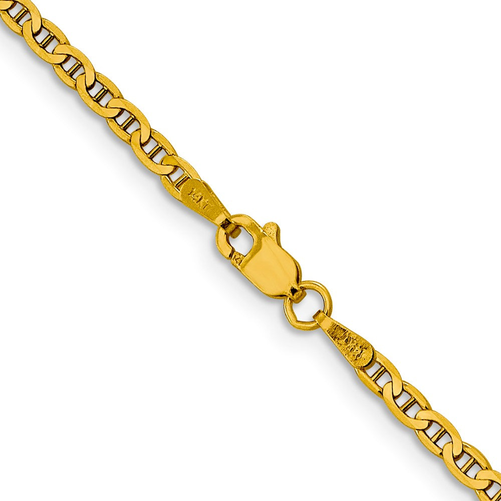 14K 22 inch 2.4mm Concave Anchor with Lobster Clasp Chain