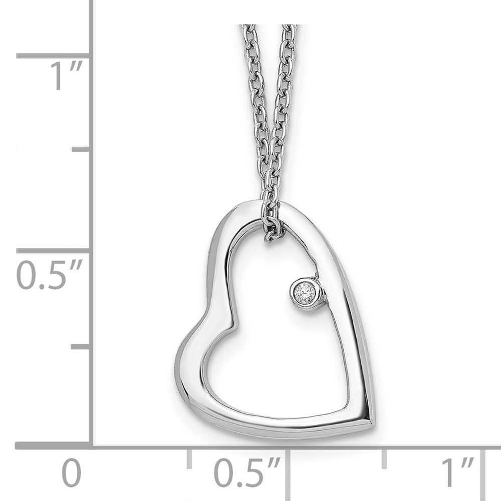 White Ice Sterling Silver Rhodium-plated 18 Inch Diamond Open Heart Necklace with 2 Inch Extender 18 Inches