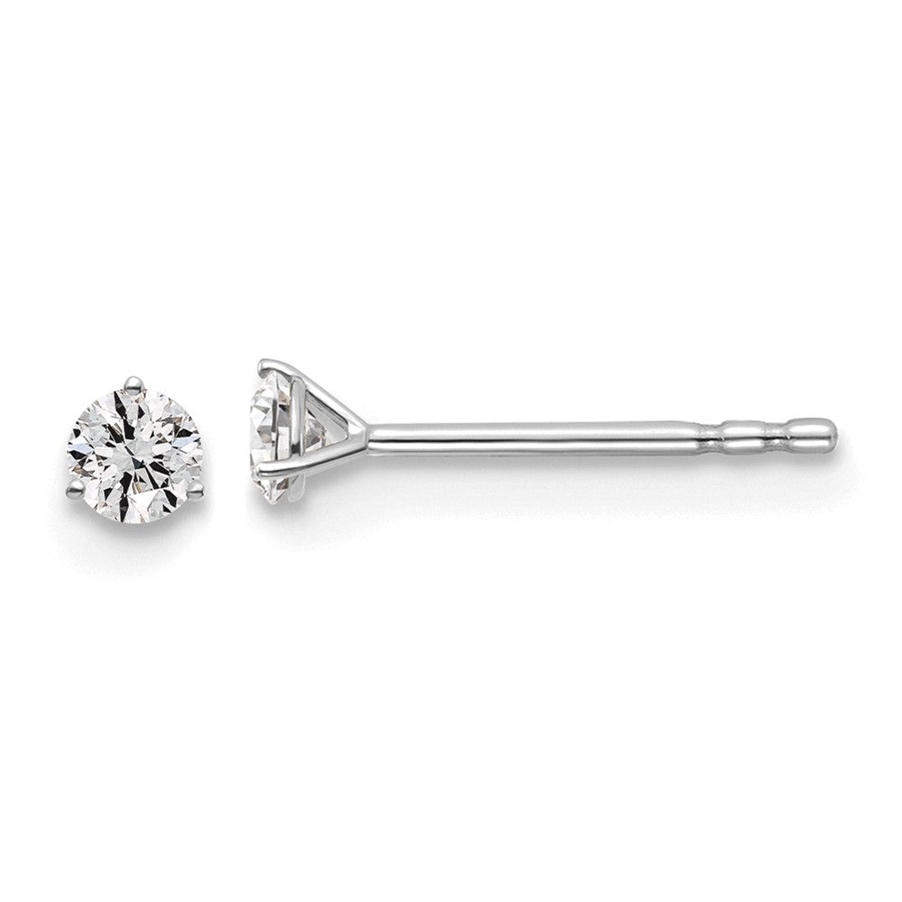 14k White Gold 1/6 ctw Lab Grown Diamond VS/SI+ G+ Round 3 Prong Heavy Wt. Stud Earrings