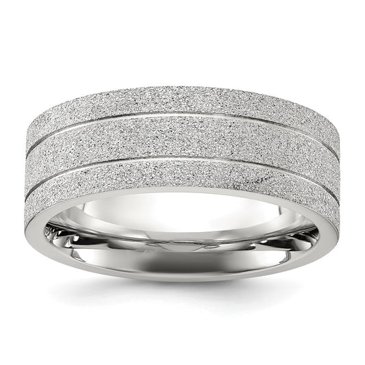 Chisel Stainless Steel Polished Laser-cut and Grooved 8mm Band