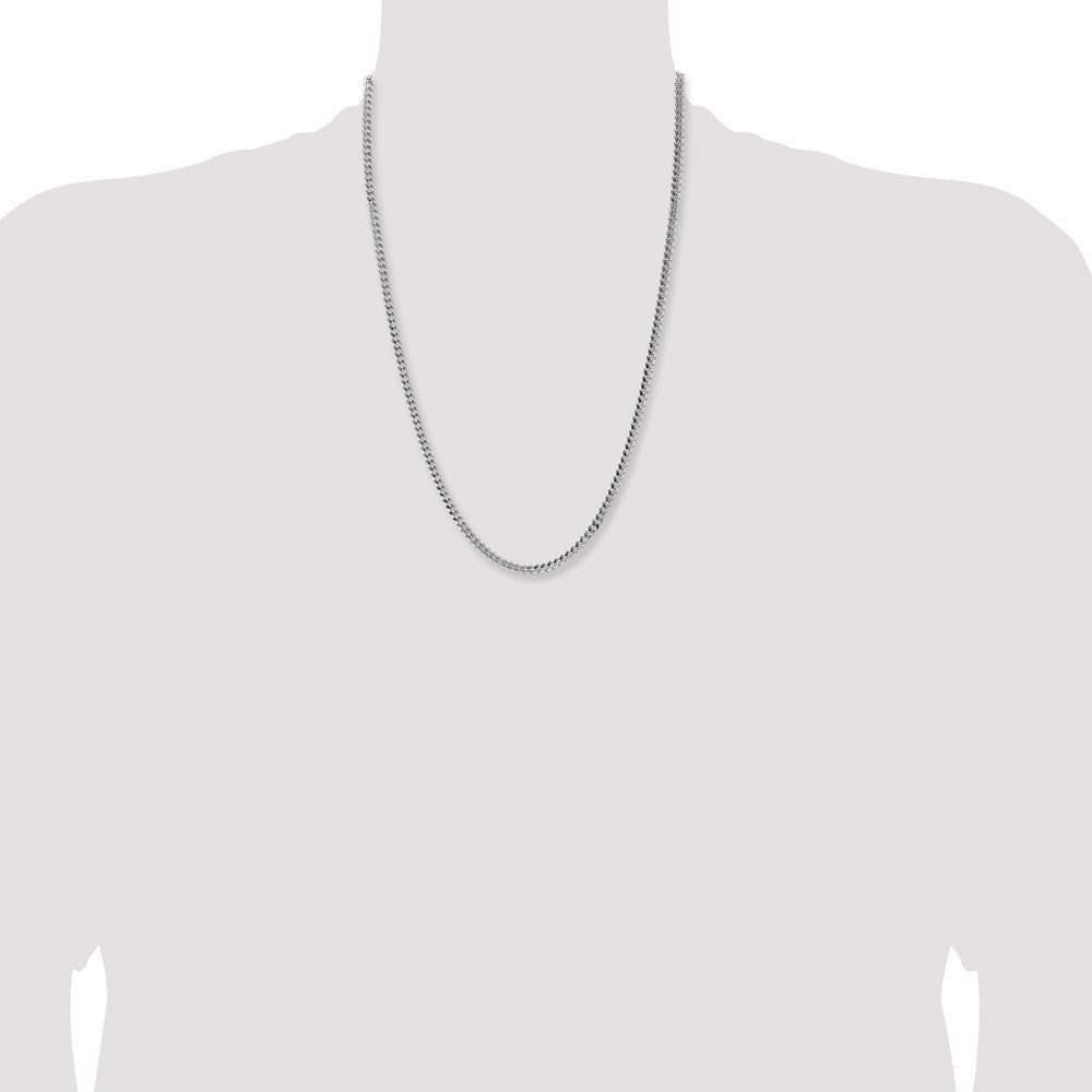 Sterling Silver 4mm Domed w/ Side D/C Curb Chain 24 Inches