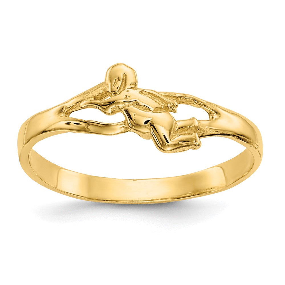10K Yellow Gold Angel Baby Ring Size 2