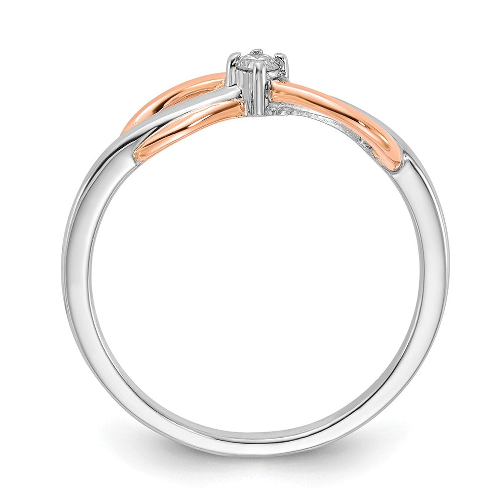 Sterling Silver w/ 10k Rose Accent Polished Diamond Infinity Ring
