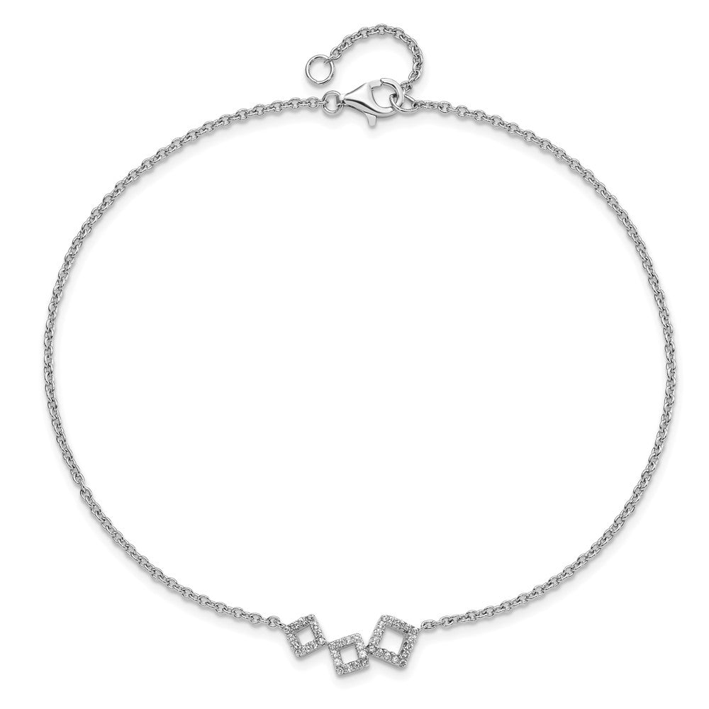 Cheryl M Sterling Silver Rhodium-plated Brilliant-cut CZ Geometric 9.5 Inch Anklet with 1 Inch Extender 9.5 inches