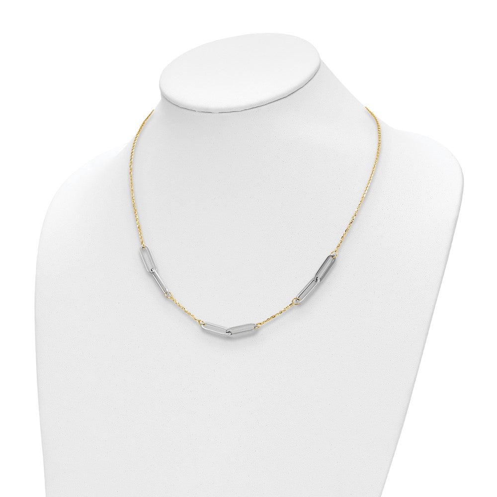 14k Two-tone Polished w/1in ext. Necklace
