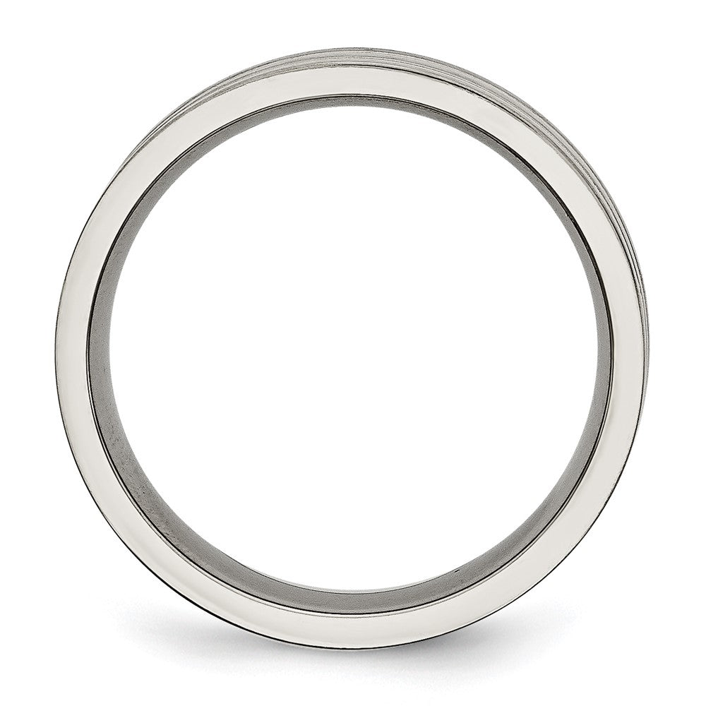 Titanium Brushed Yellow IP-plated 6mm Grooved Band Size - 10