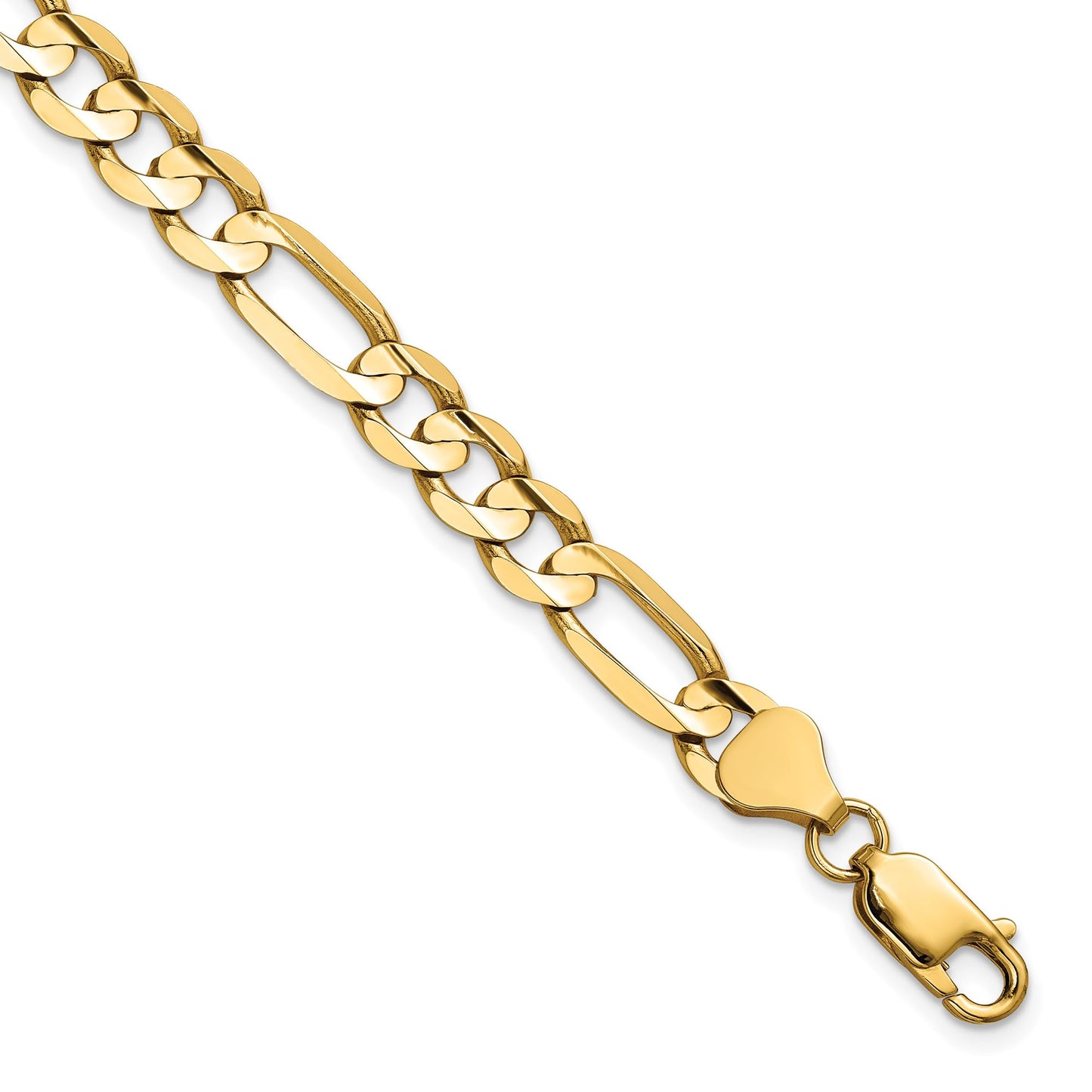 14K 9 inch 6.75mm Concave Open Figaro with Lobster Clasp Chain