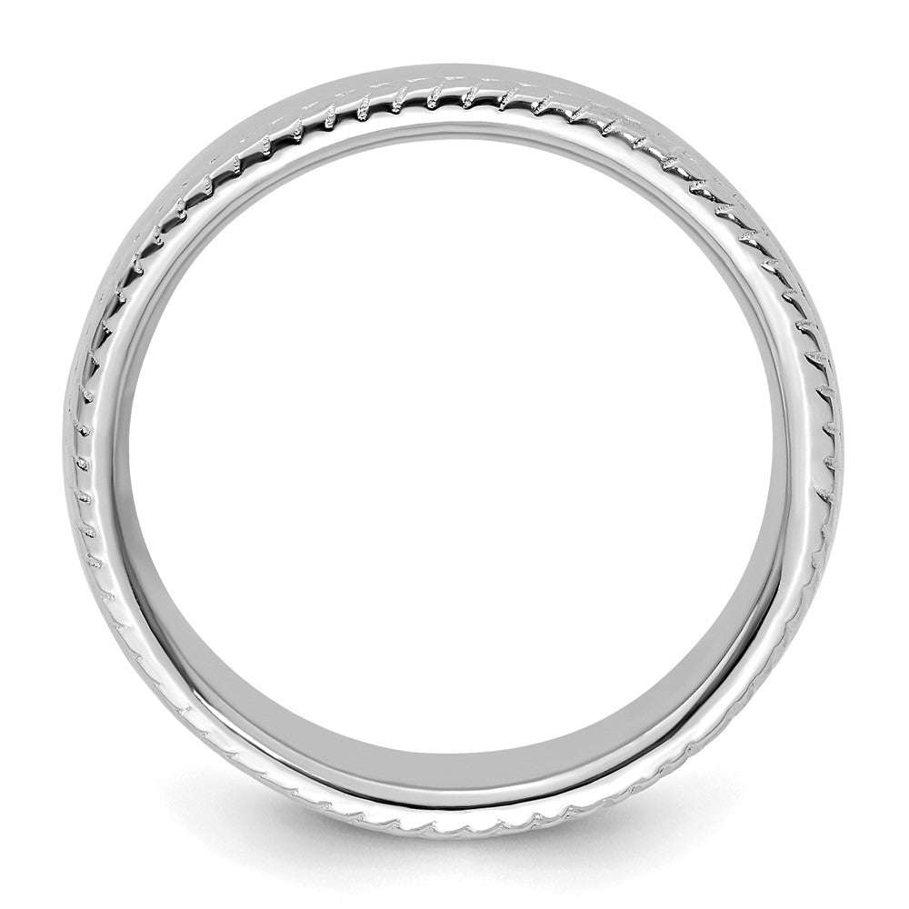 Sterling Silver Stackable Expressions Rhodium Ring Size -8