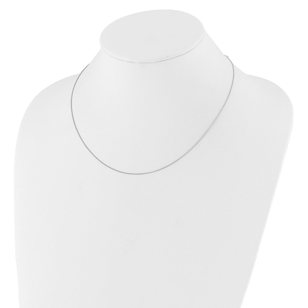 14K White Gold .8mm Baby Spiga 1in+1in Adjustable Chain