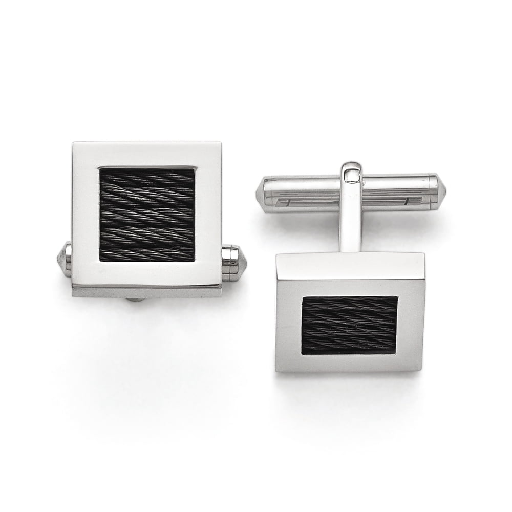 Titanium Polished Black IP-plated Wire Cuff Links