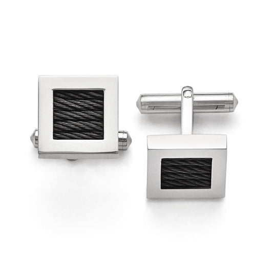 Titanium Polished Black IP-plated Wire Cuff Links