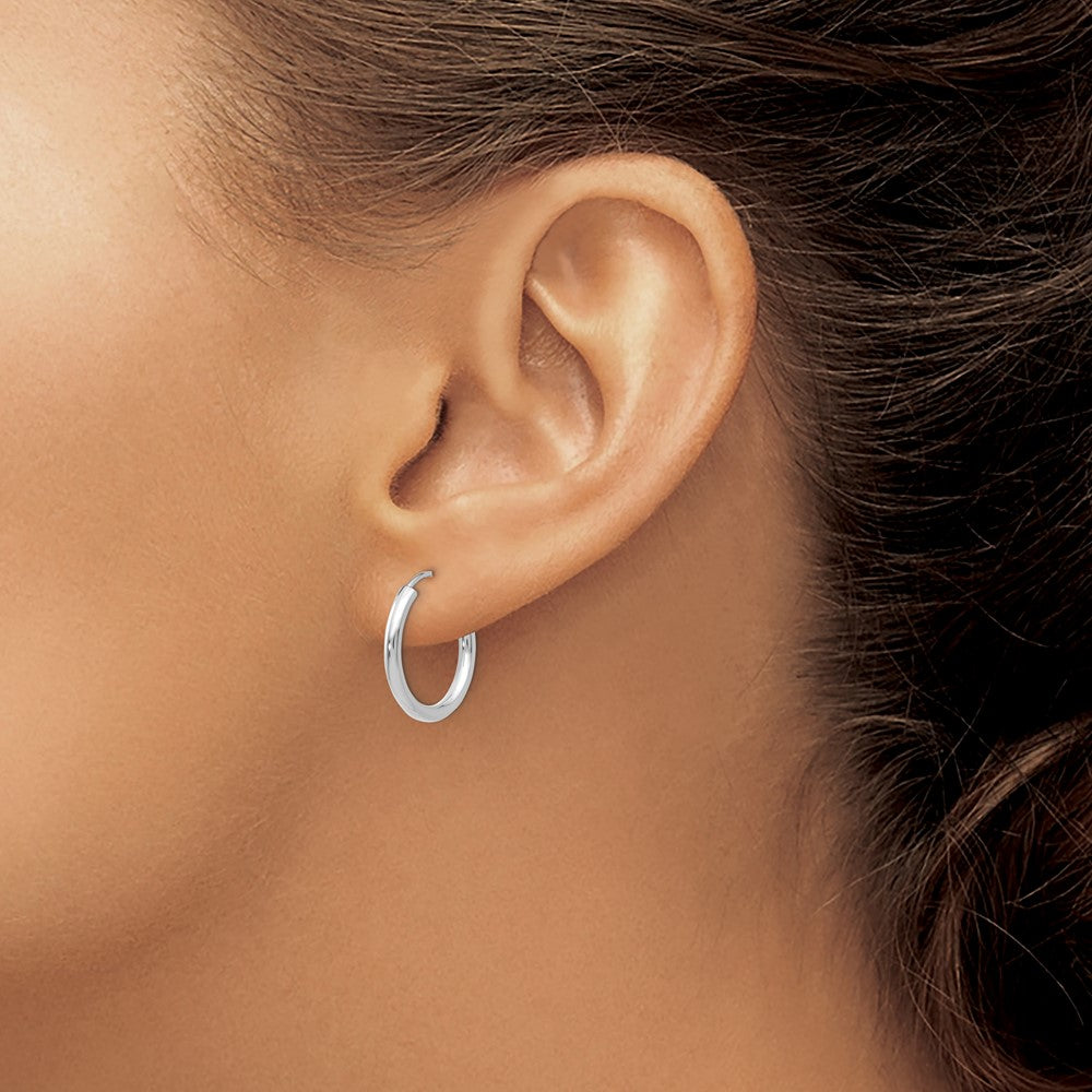 10k White Gold Polished Endless 2mm Hoop Earrings
