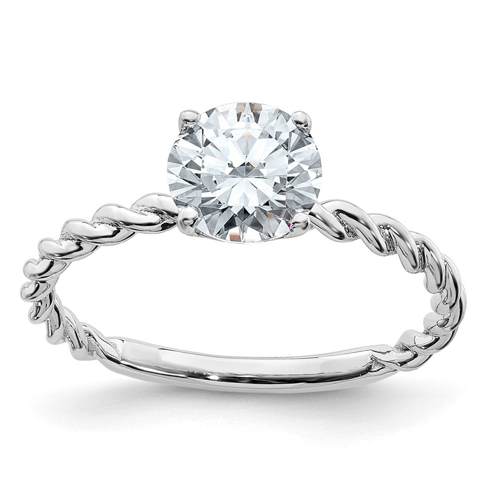 Sterling Silver Round Twisted Band CZ Engagement Ring