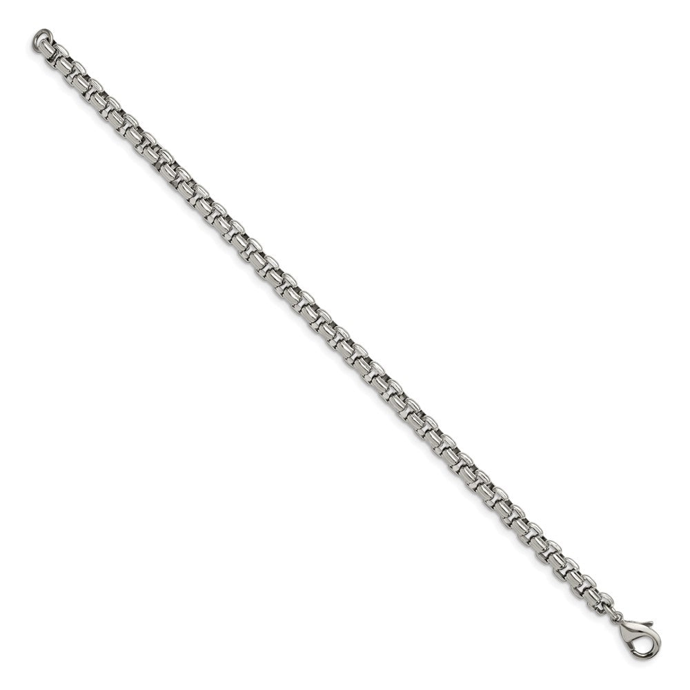 Stainless Steel Polished Fancy Box 8.5in Bracelet 8.25 inches