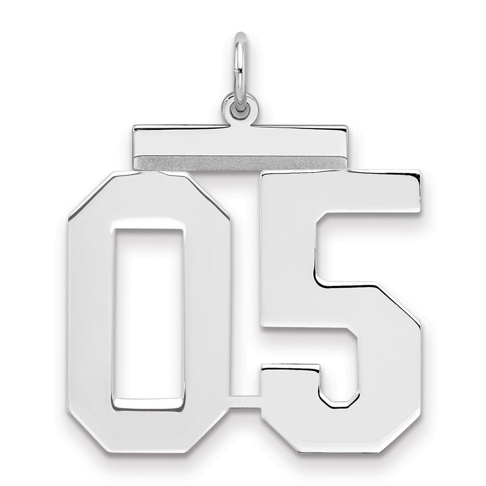 Sterling Silver Large Polished Number 5 W/Top