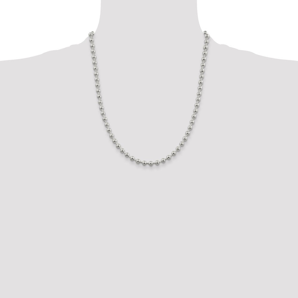 Sterling Silver 5mm Beaded Chain 22 Inches
