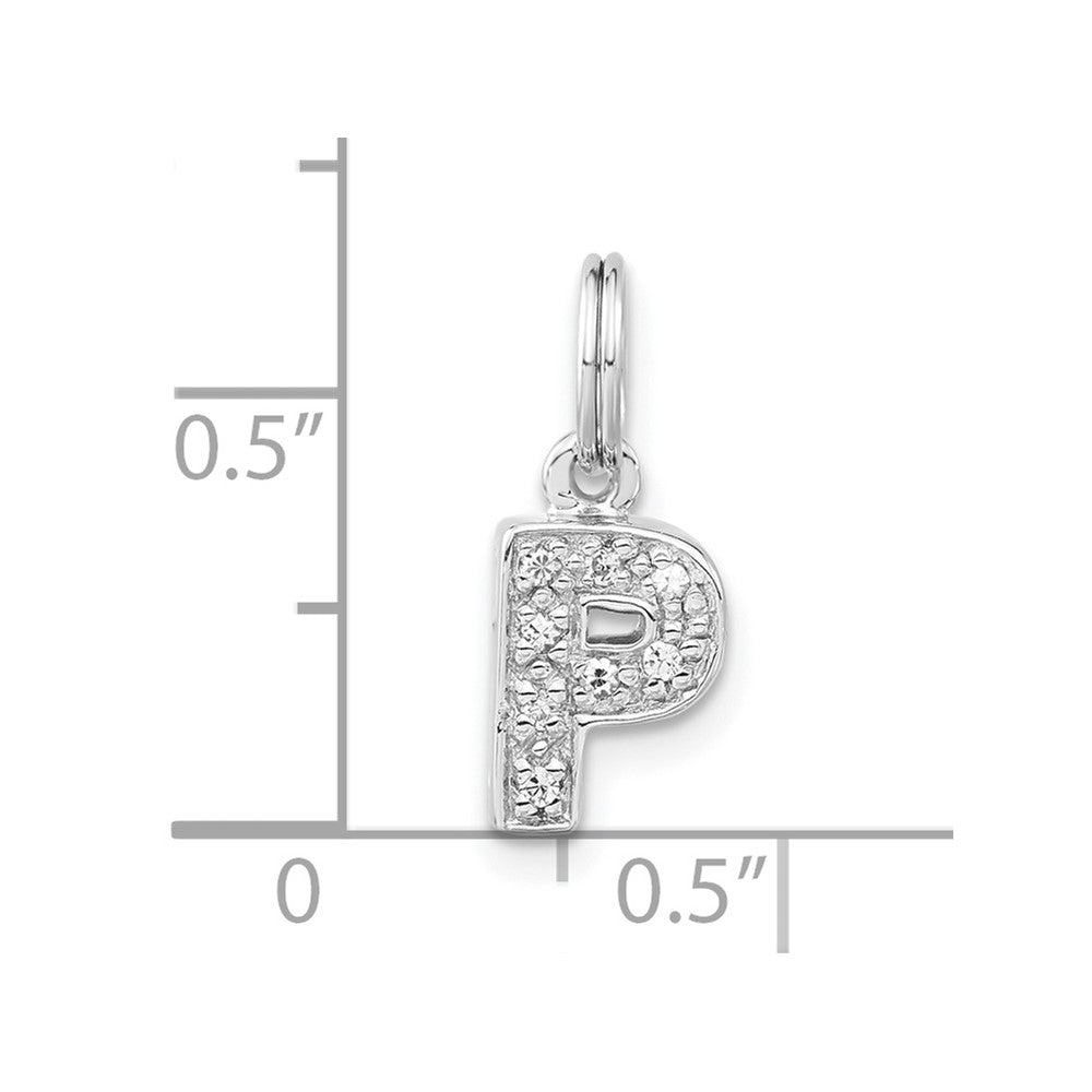 Sterling Silver Polished CZ Initial P Charm