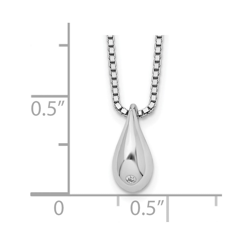 White Ice Sterling Silver Rhodium-plated 18 Inch Diamond Teardrop Necklace with 2 Inch Extender 18 Inches