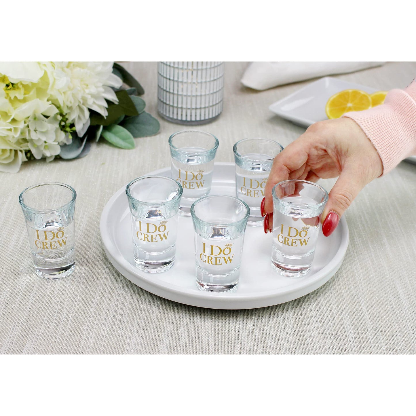 Six I Do Crew 1.5oz Shot Glasses Set