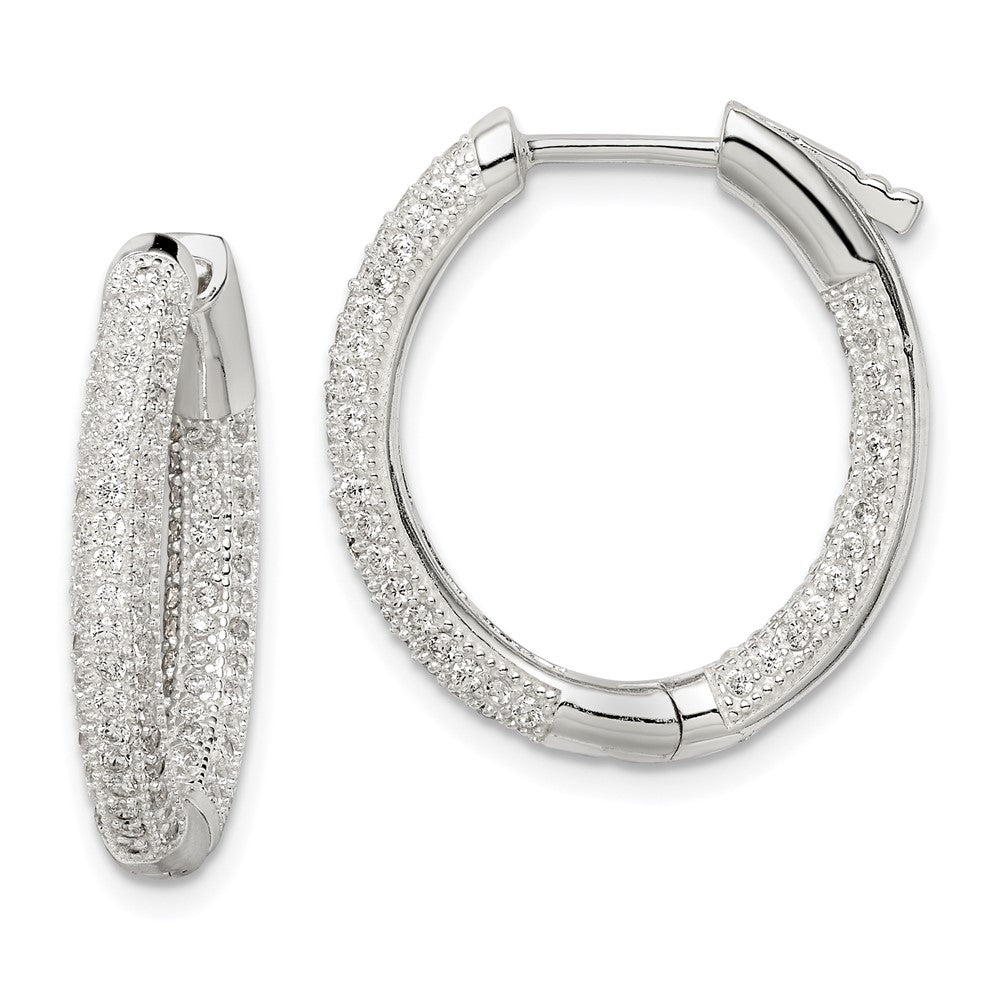 Sterling Silver Rhodium-plated CZ Flower Post Earrings