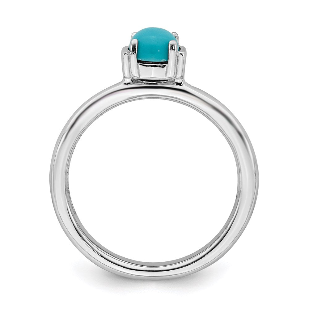 Sterling Silver Stackable Expressions Polished Turquoise Ring Size -9