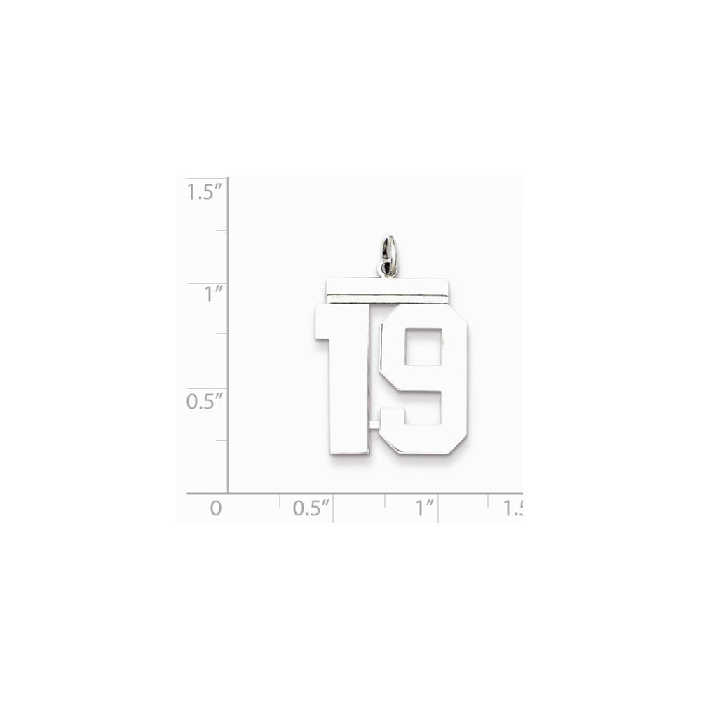 Sterling Silver/Rhodium-plated Polished Number 19 Charm Q-QPL19