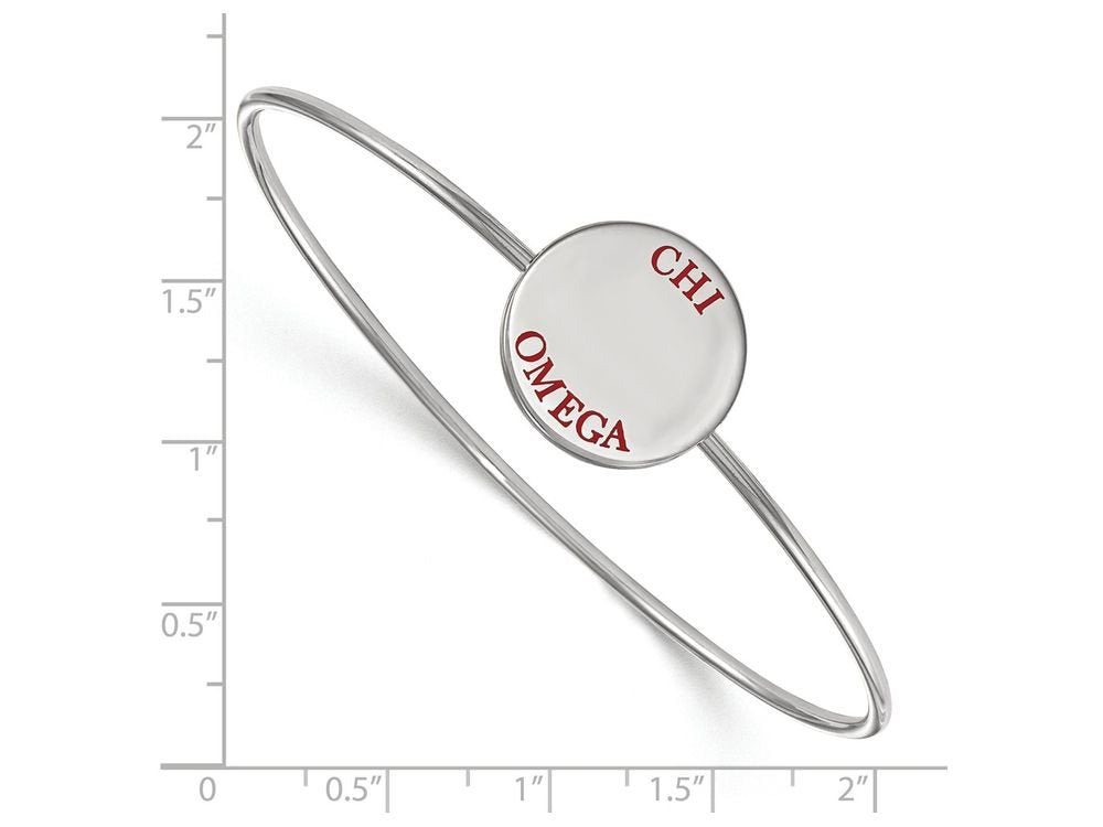 Sterling Silver Official Licensed Greek Sororities 7in Chi Omega (??) Enameled Slip-on Bangle