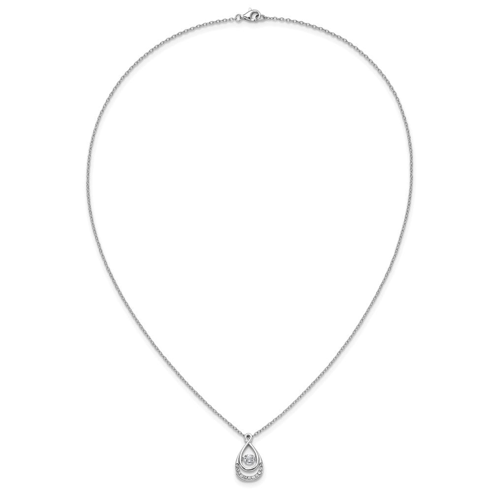 Cheryl M Sterling Silver Rhodium-plated Polished Vibrant CZ Teardrop Necklace