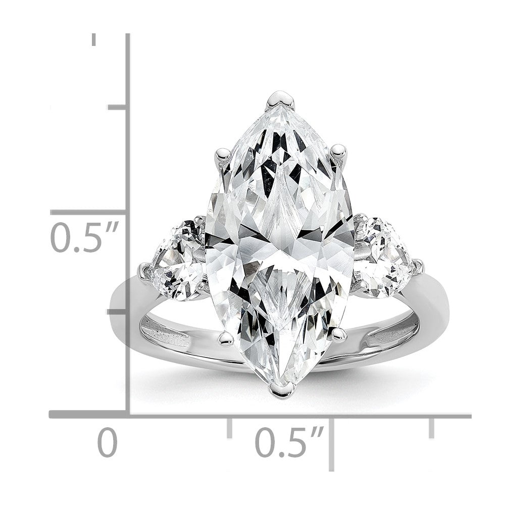Cheryl M Sterling Silver Rhodium-plated Polished Fancy Marquise & Hearts CZ Ring