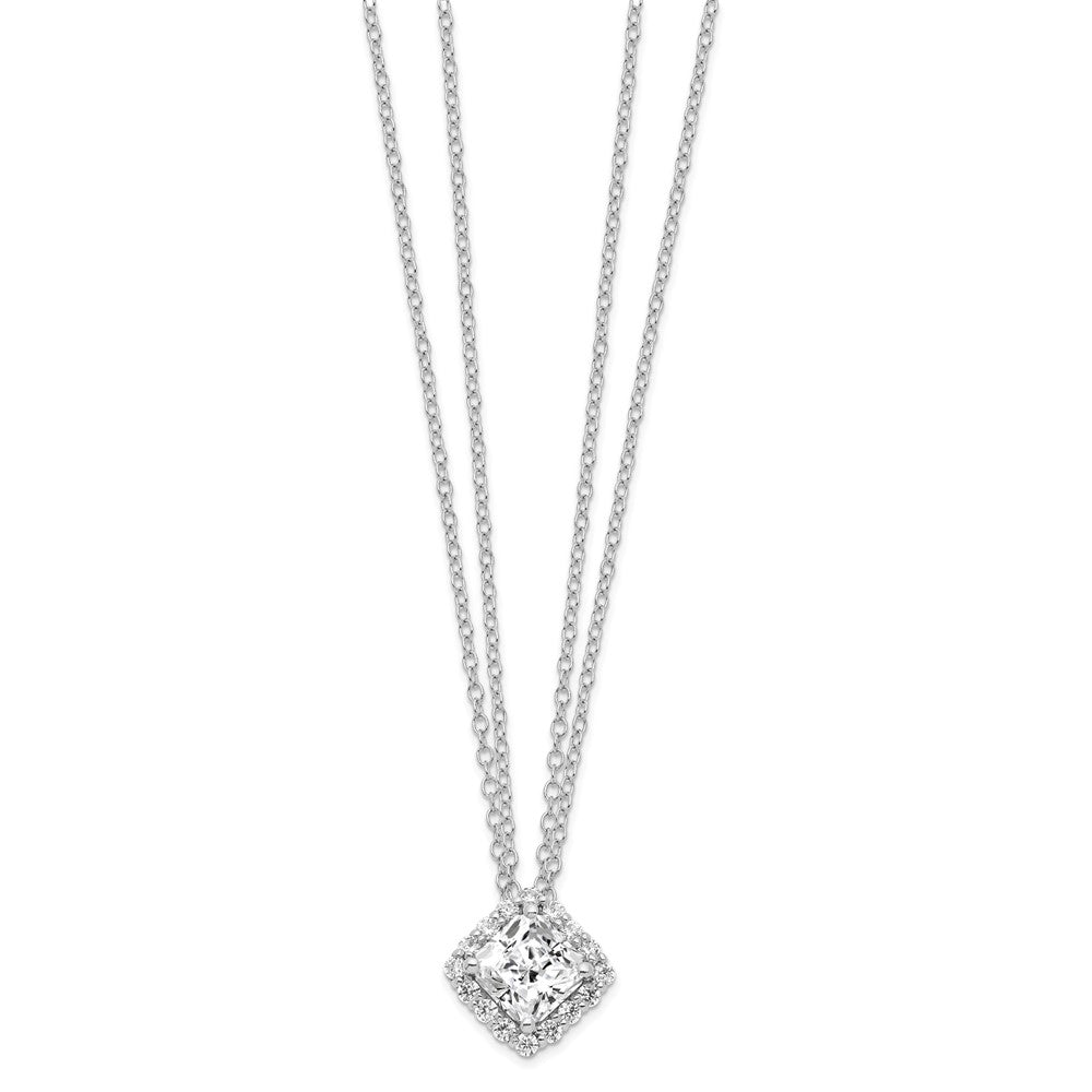 Sterling Silver Rhodium-plated Diamonore Asscher-cut 2 Strand Necklace
