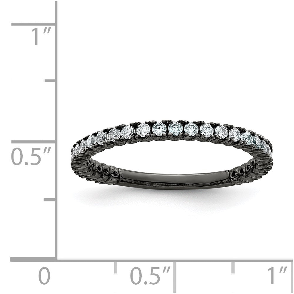 Sterling Shimmer Sterling Silver Black Rhodium-plated28 Stone CZ Band