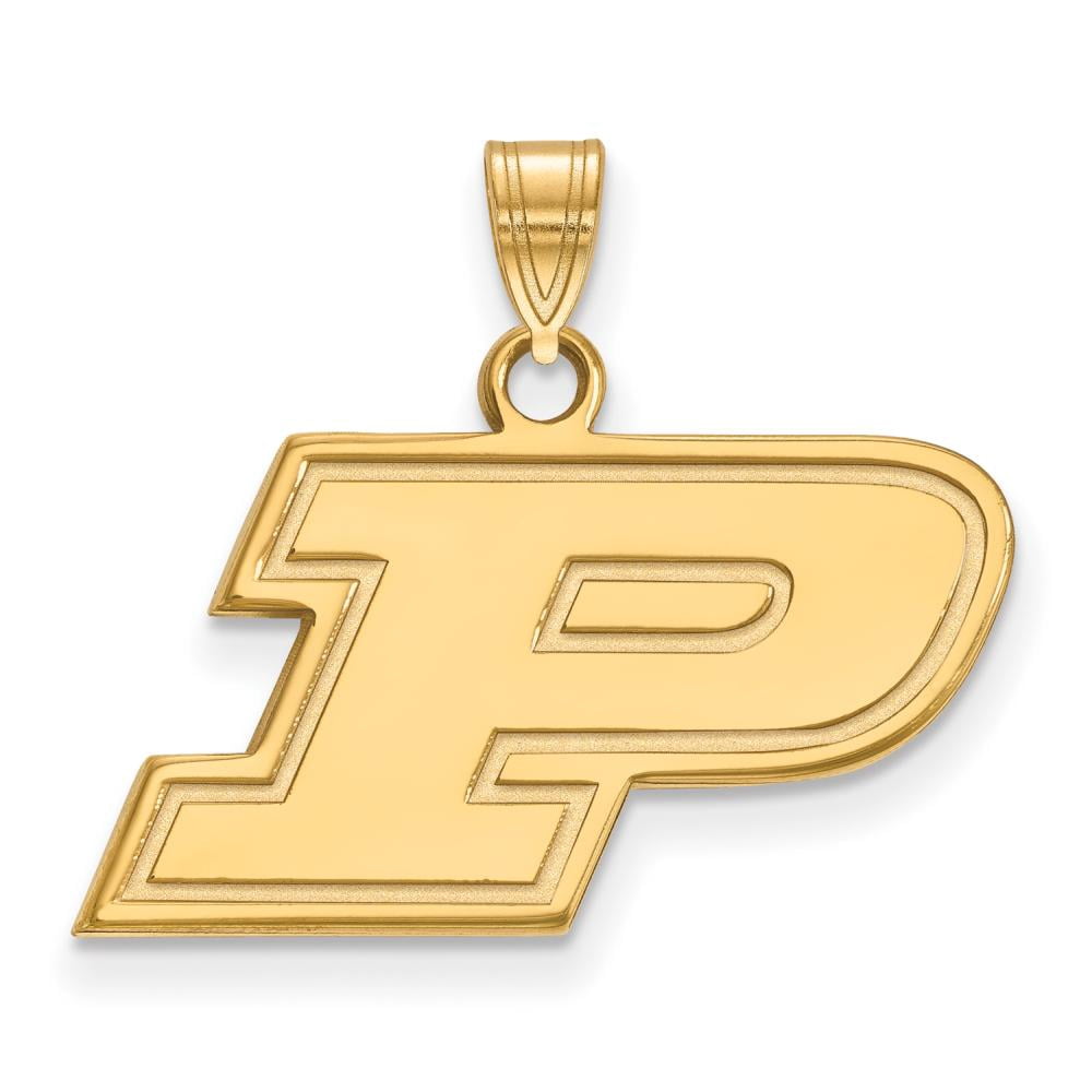 Sterling Silver Gold-plated LogoArt Purdue University Letter P Small Pendant Q-GP002PU