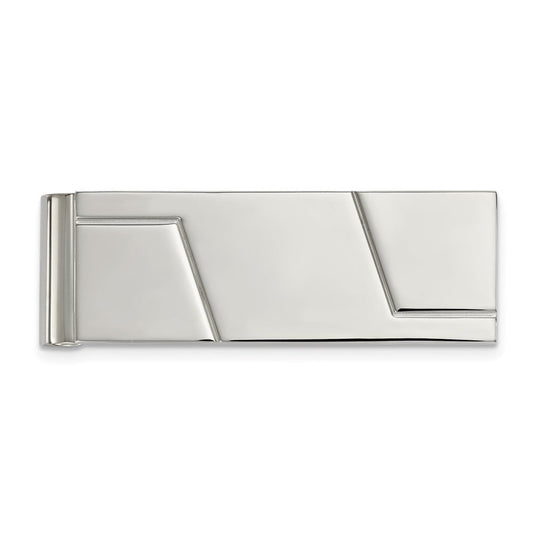 Chisel  Men's Stainless Steel Polished Grooved Flat Edge Money Clip