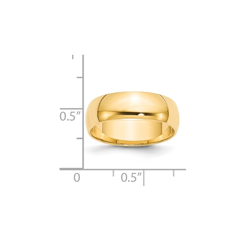 14k Yellow Gold 6mm Lightweight Half Round Wedding Band Size 4