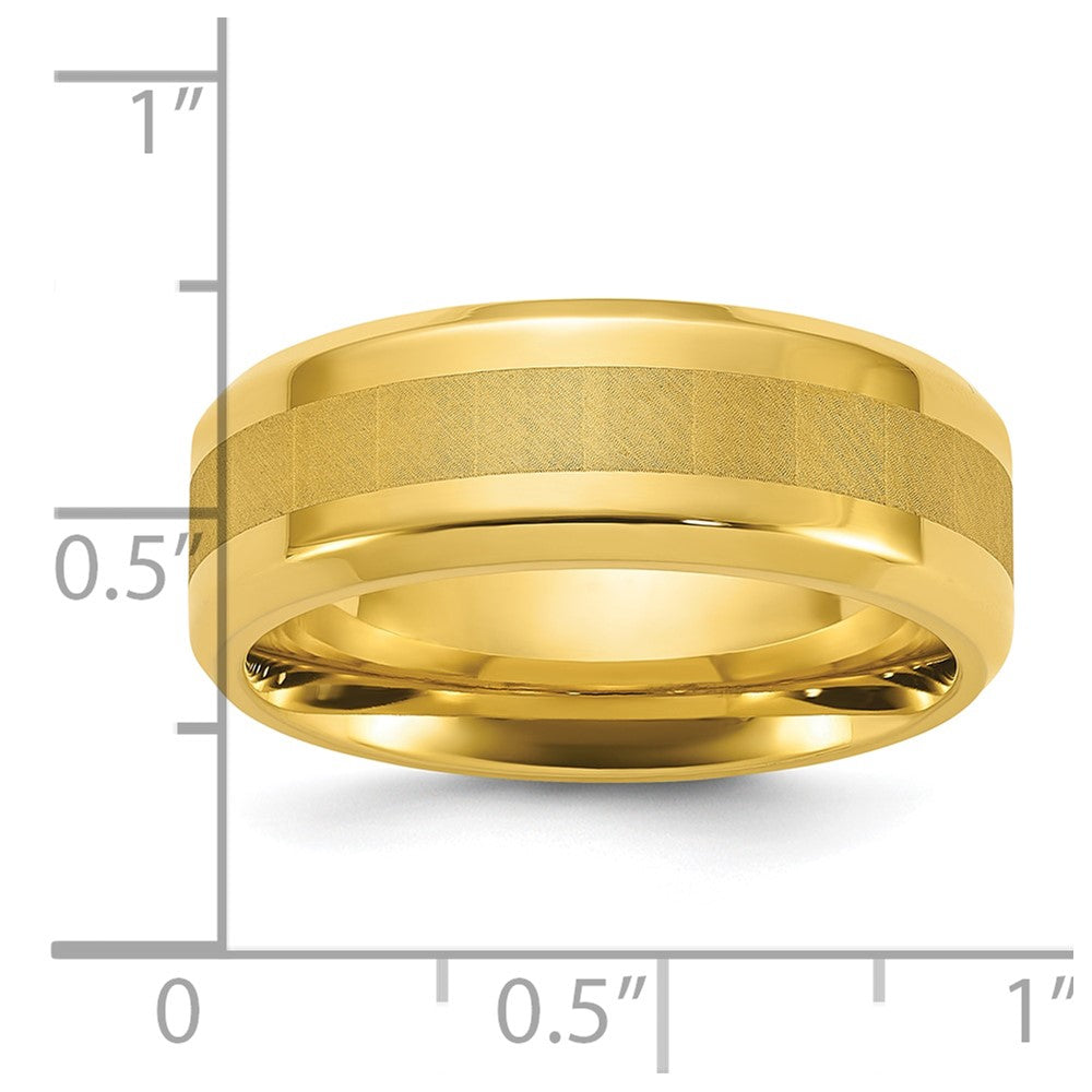 Chisel Stainless Steel Polished Yellow IP-plated Brushed Center 8mm Band Size - 12.5