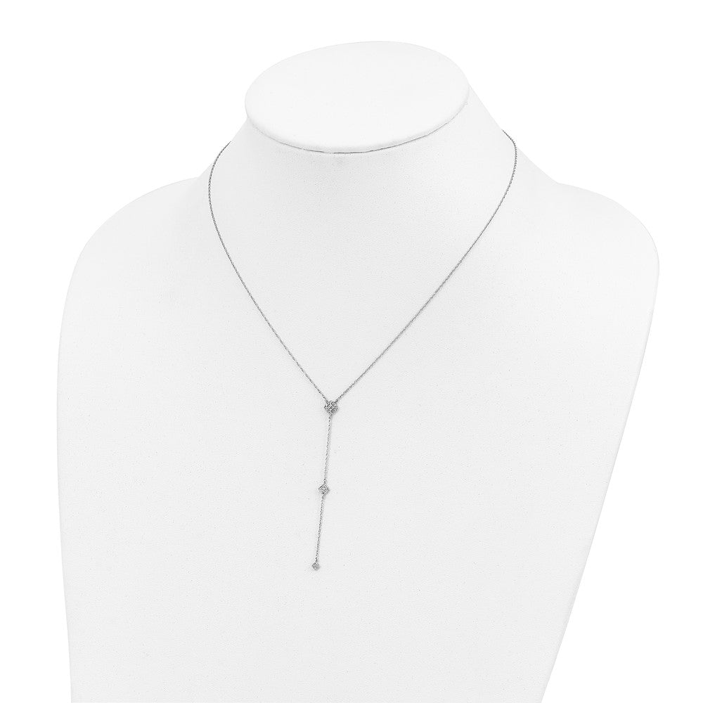 10K White Gold Polished Diamond Drop Necklace