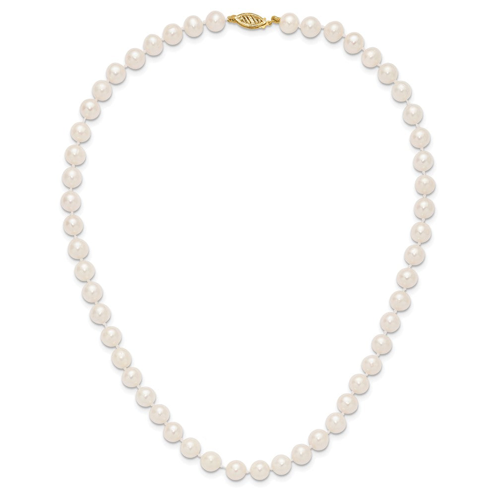 10k 7-8mm White Near-Round Freshwater Cultured Pearl 16 inch Necklace
