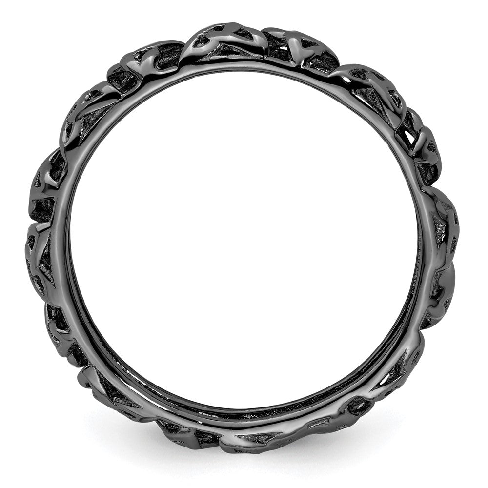 Sterling Silver Stackable Expressions Black-plated Celtic Knot Ring Size -5