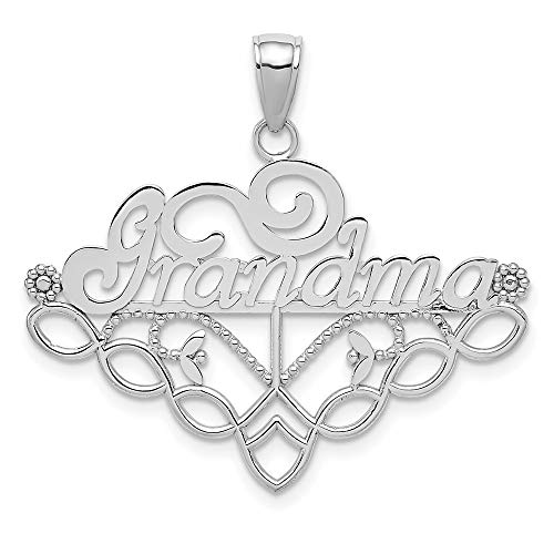 14k White Gold GRANDMA Birthstone Charm Holder Pendant
