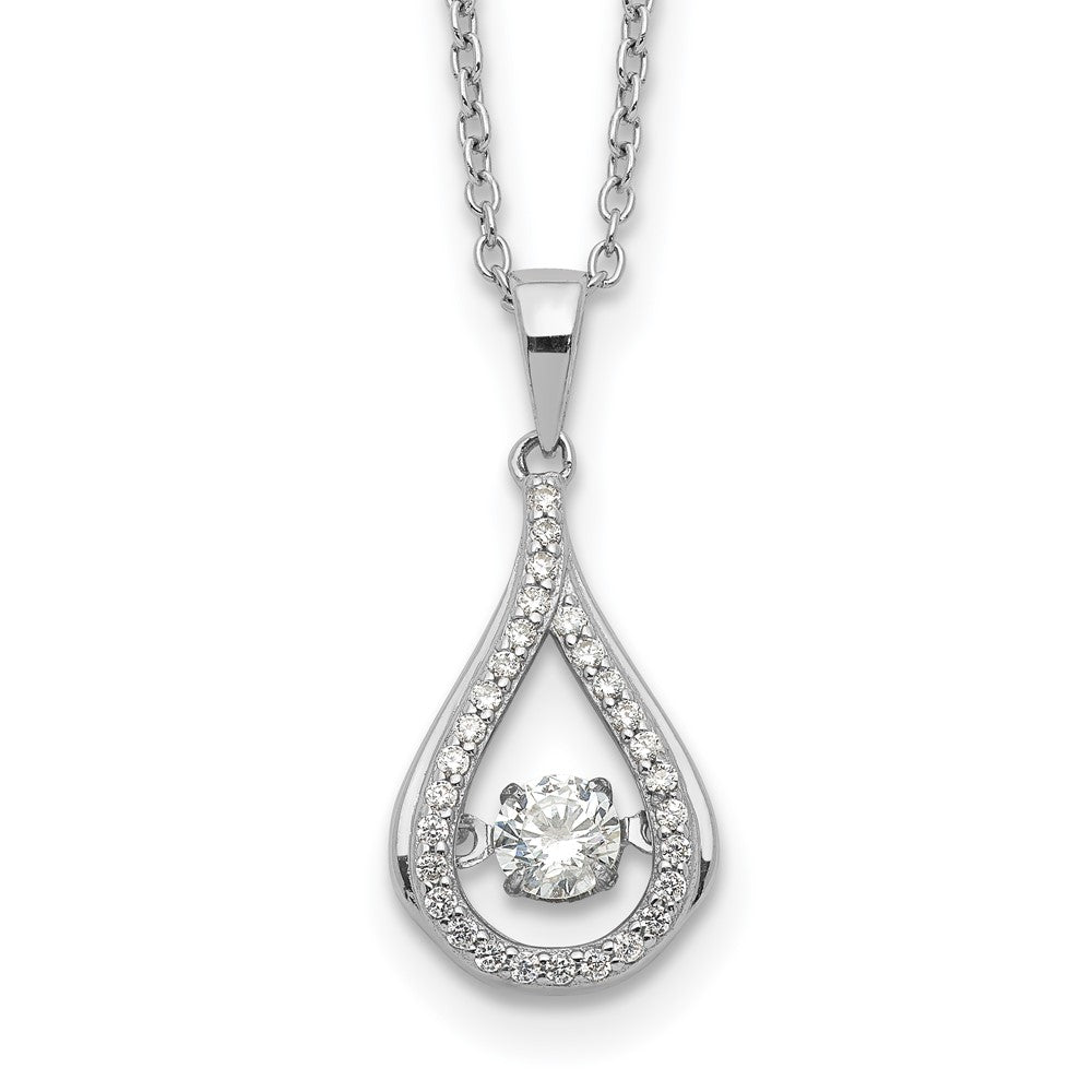 Cheryl M Sterling Silver Rhodium-plated Brilliant-cut Vibrant CZ Teardrop 18 Inch Necklace 18 Inches