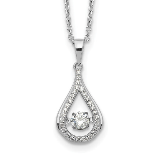 Cheryl M Sterling Silver Rhodium-plated Brilliant-cut Vibrant CZ Teardrop 18 Inch Necklace 18 Inches