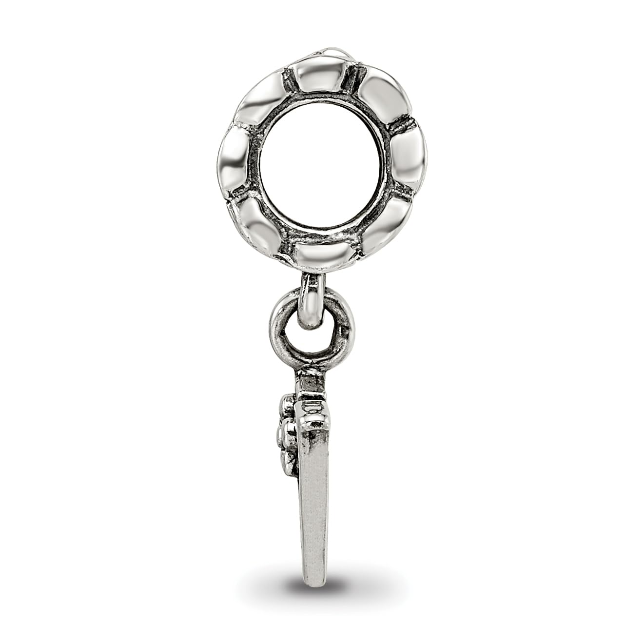 925 Sterling Silver Polished Artisan Oxidized Reflections Letter Name Personalized Monogram Initial V Dangle Bead Charm