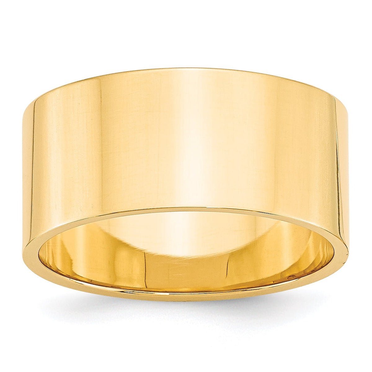 14k Yellow Gold 10mm Lightweight Flat Wedding Band Size 9.5