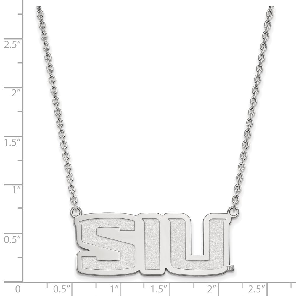 Sterling Silver LogoArt Official Licensed Collegiate 18in Southern Illinois University (SIU) Large Pendant w/Necklace