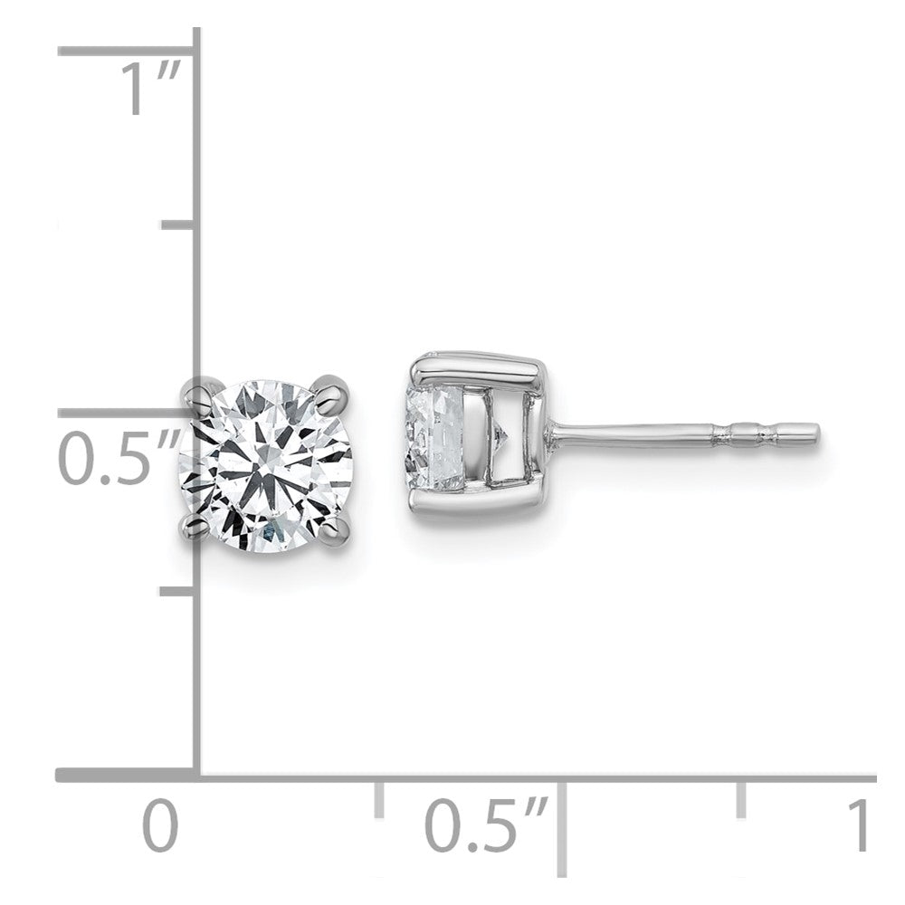 14k White Gold 1 3/8 ctw Lab Grown Diamond VS+ F+ Round 4 Prong Heavy Wt. Stud Earrings