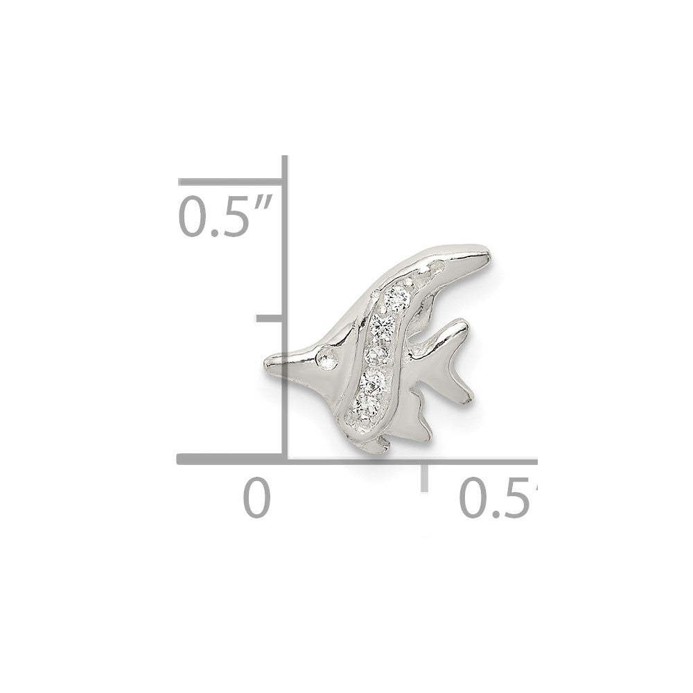 Sterling Silver CZ Fish Chain Slide