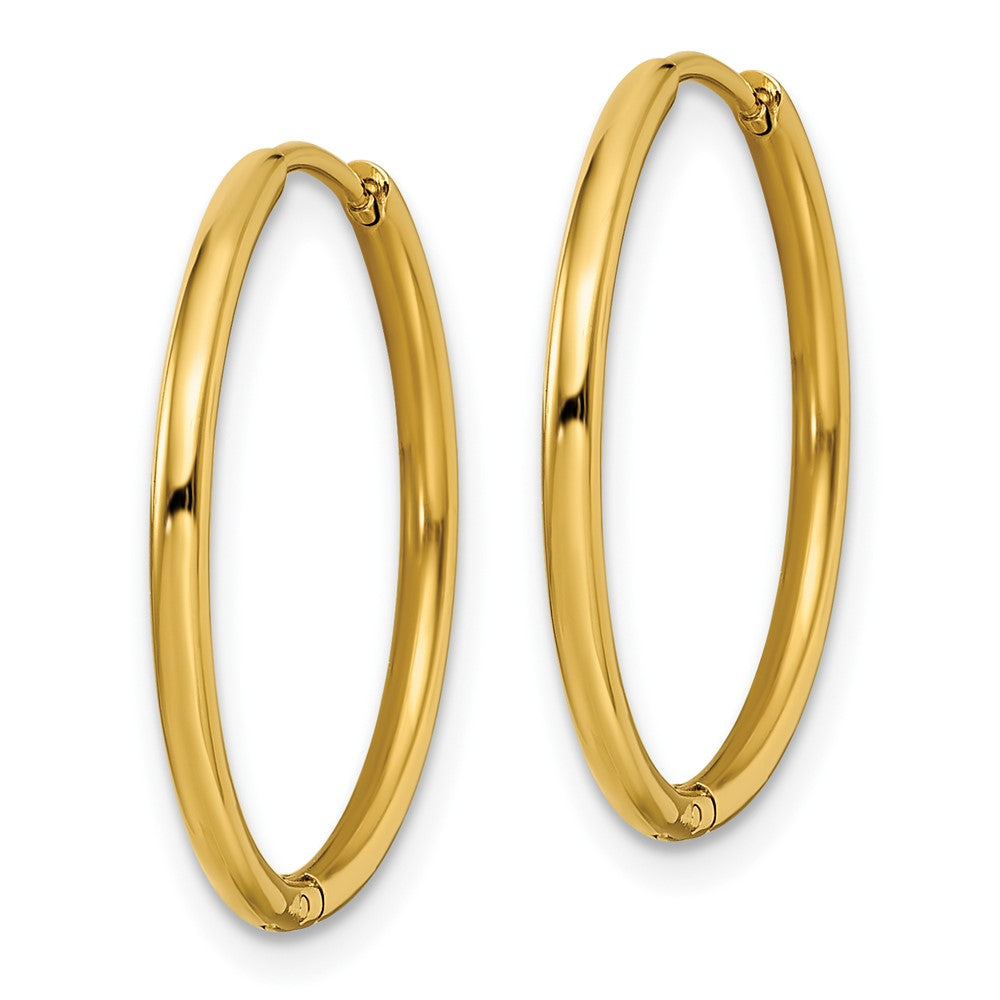 Stainless Steel Polished Yellow IP-plated 1.6mm Hinged Hoop Earrings