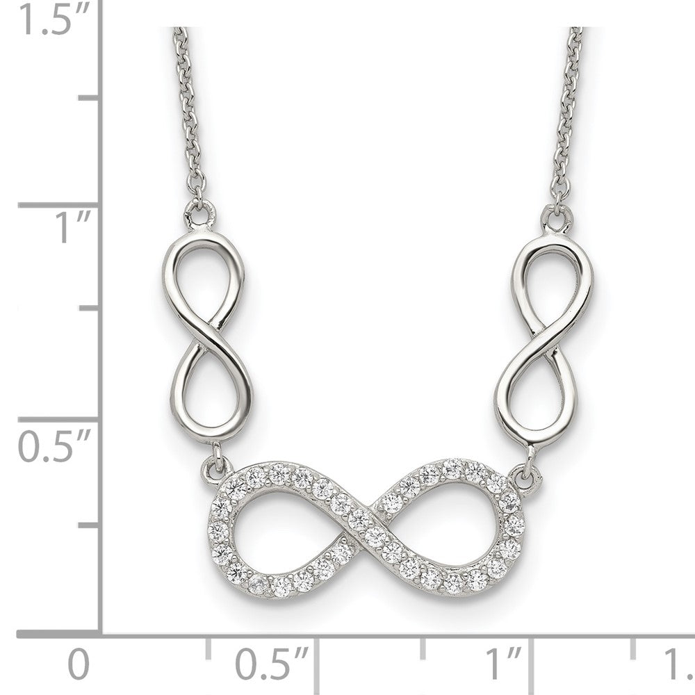 Sterling Silver RH-plated Polished CZ Infinity Symbol Necklace 18 Inches